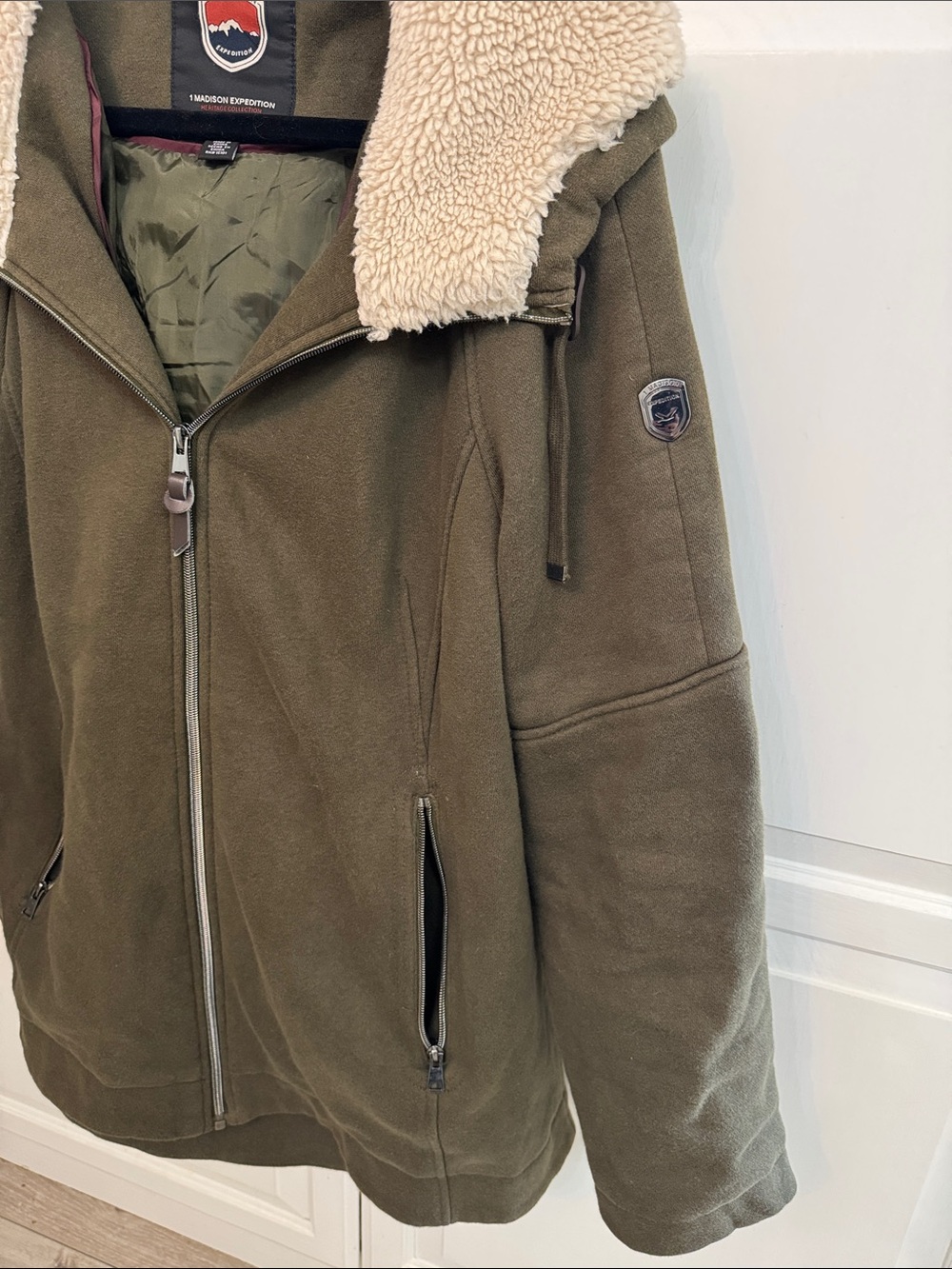 1 Madison Olive Green Lined Zip Hoodie. Fall Cabincore. Size XL. - Picture 4 of 7